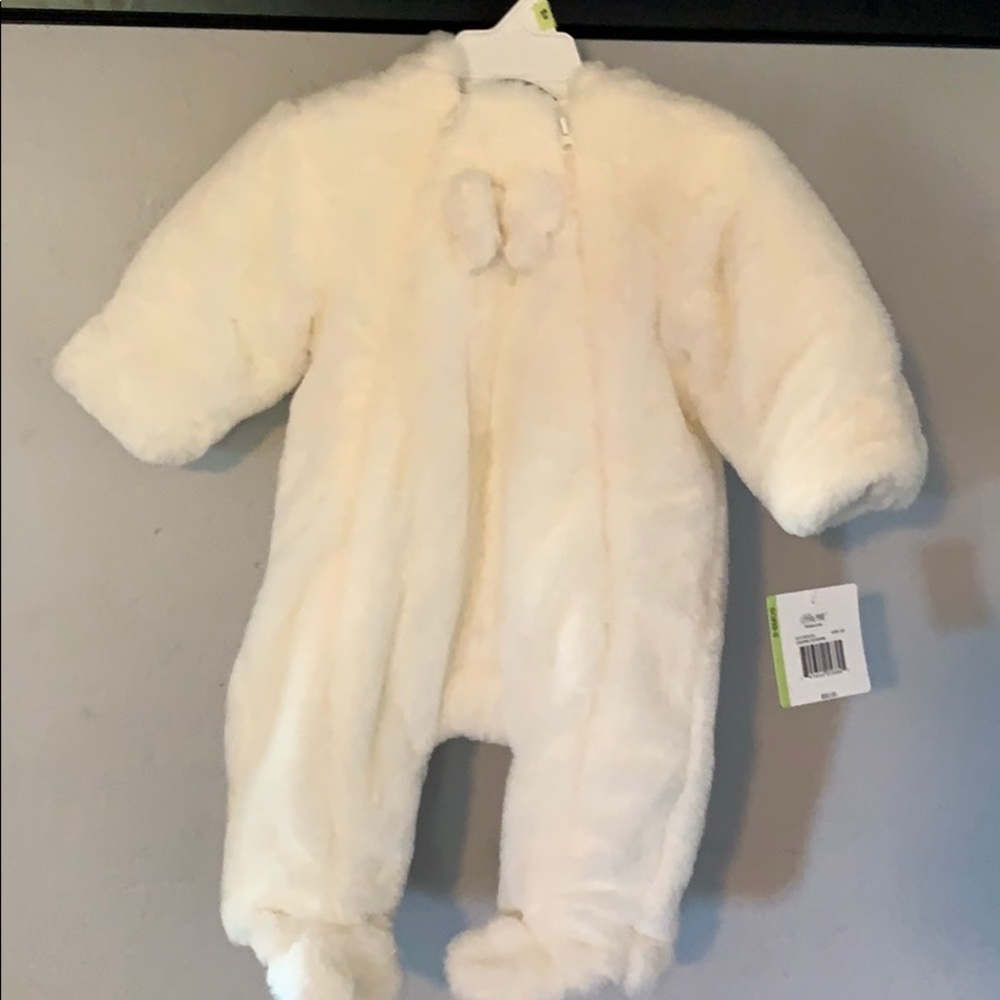 Snow princess white fluffy snow suit 3-6 months